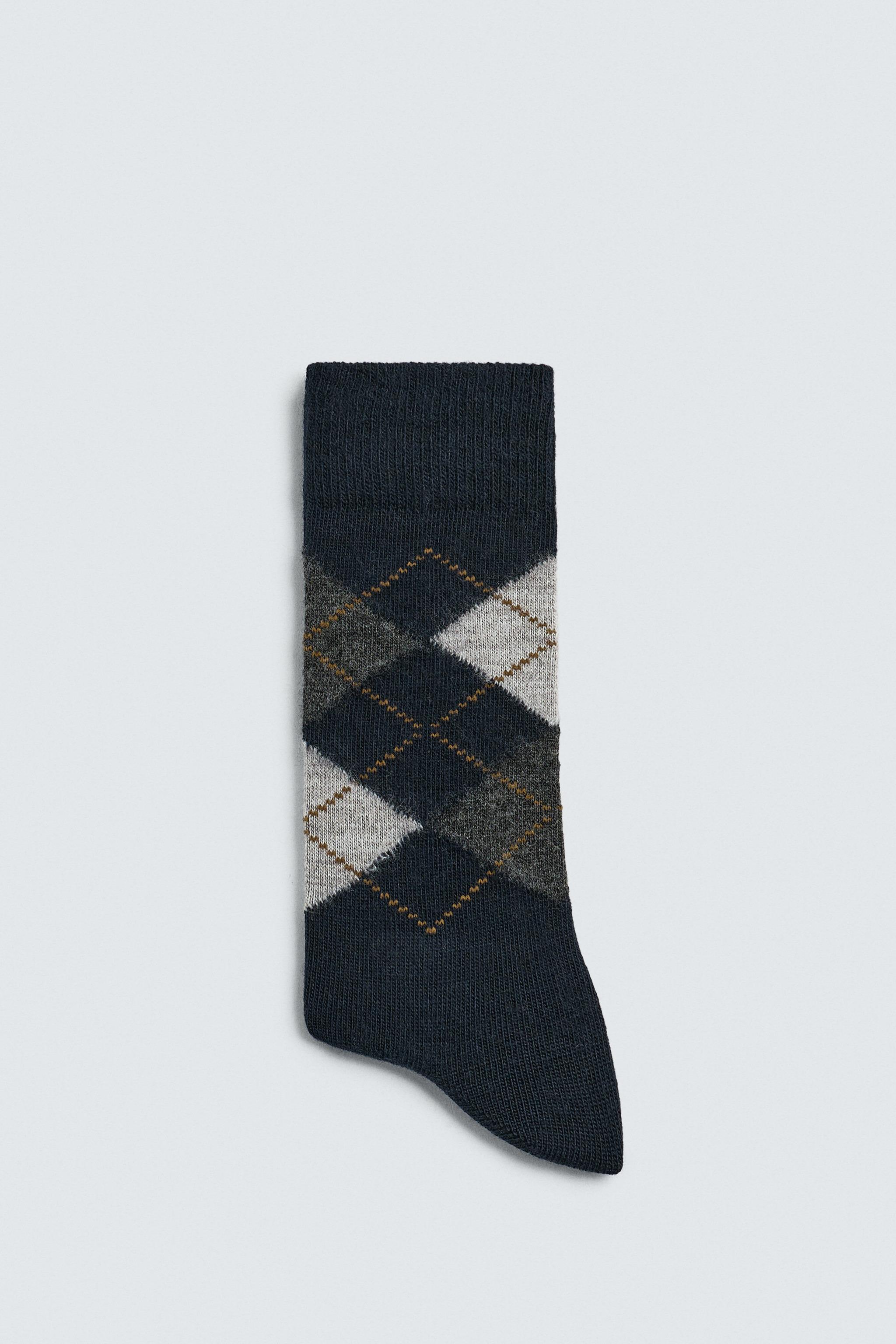 ARGYLE WOOL BLEND SOCKS